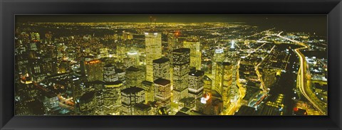 Framed High angle view of a city lit up at night, View from CN Tower, Toronto, Ontario, Canada Print