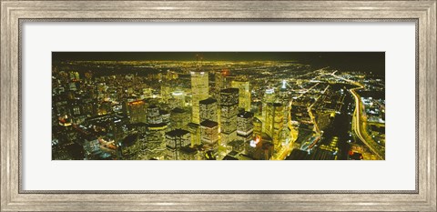 Framed High angle view of a city lit up at night, View from CN Tower, Toronto, Ontario, Canada Print