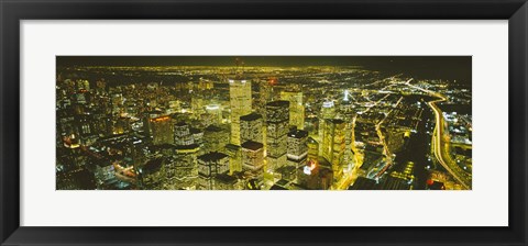 Framed High angle view of a city lit up at night, View from CN Tower, Toronto, Ontario, Canada Print