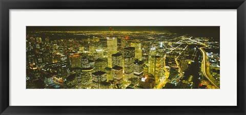 Framed High angle view of a city lit up at night, View from CN Tower, Toronto, Ontario, Canada Print