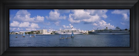 Framed Cruise ships docked at a harbor, Hamilton Harbour, Hamilton, Bermuda Print