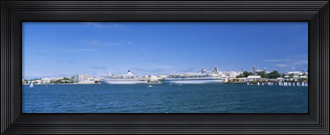 Framed Cruise ships docked at a harbor, Hamilton, Bermuda Print