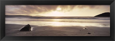 Framed Sunset over the sea, Whitesand Bay, Pembrokeshire, Wales Print