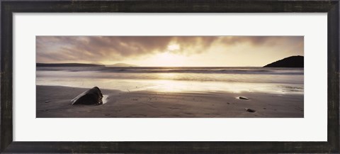 Framed Sunset over the sea, Whitesand Bay, Pembrokeshire, Wales Print