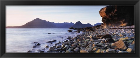 Framed Rocks on the beach, Elgol Beach, Elgol, view of Cuillins Hills, Isle Of Skye, Scotland Print