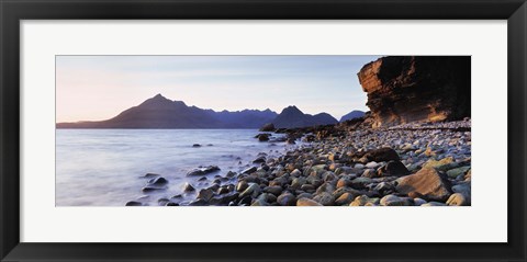 Framed Rocks on the beach, Elgol Beach, Elgol, view of Cuillins Hills, Isle Of Skye, Scotland Print