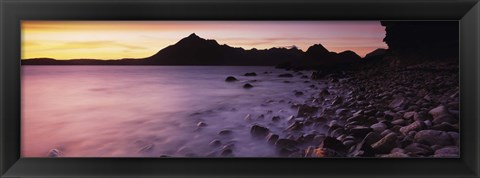 Framed Rocks on the beach, Elgol Beach, Elgol, looking towards Cuillin Hills, Isle Of Skye, Scotland Print