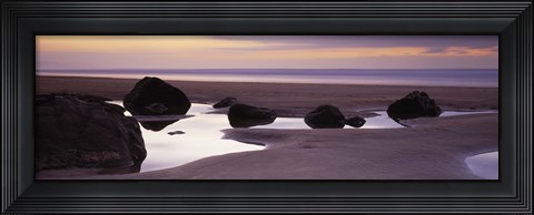 Framed Rocks on the beach, Sandymouth Bay, Bude, Cornwall, England Print