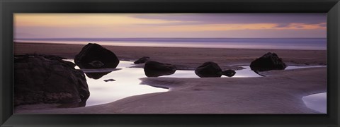 Framed Rocks on the beach, Sandymouth Bay, Bude, Cornwall, England Print