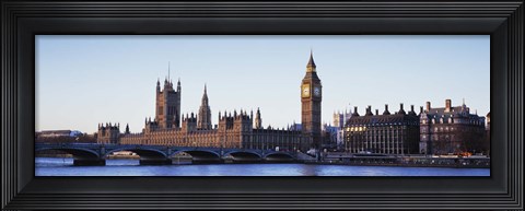 Framed Bridge across a river, Big Ben, Houses of Parliament, Thames River, Westminster Bridge, London, England Print