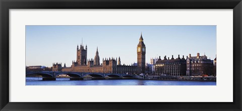Framed Bridge across a river, Big Ben, Houses of Parliament, Thames River, Westminster Bridge, London, England Print