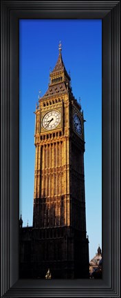 Framed Low angle view of a clock tower, Big Ben, Houses of Parliament, London, England Print