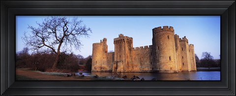 Framed Moat around a castle, Bodiam Castle, East Sussex, England Print