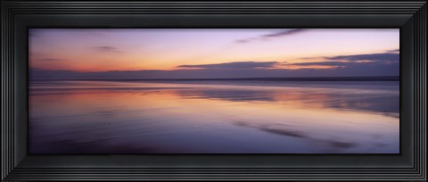 Framed Sunset over the sea, Sandymouth bay, Bude, Cornwall, England Print