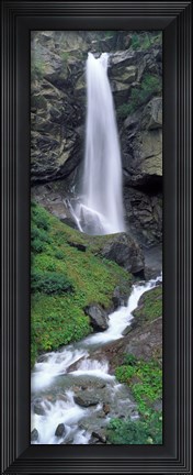 Framed Waterfall in a forest, Sass Grund, Switzerland Print