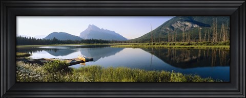 Framed Reflection of mountains in water, Vermillion Lakes, Banff National Park, Alberta, Canada Print