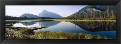 Framed Reflection of mountains in water, Vermillion Lakes, Banff National Park, Alberta, Canada Print