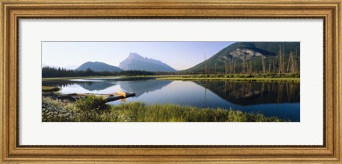 Framed Reflection of mountains in water, Vermillion Lakes, Banff National Park, Alberta, Canada Print