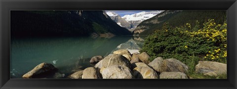 Framed Stones at the lakeside, Lake Louise, Banff National Park, Alberta, Canada Print