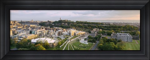 Framed High angle view of a city, Holyrood Palace, Our Dynamic Earth and Scottish Parliament Building, Edinburgh, Scotland Print