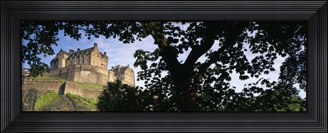Framed Low angle view of a castle, Edinburgh Castle, Princes Street Gardens, Edinburgh, Scotland Print