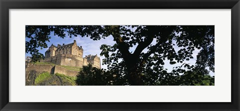 Framed Low angle view of a castle, Edinburgh Castle, Princes Street Gardens, Edinburgh, Scotland Print