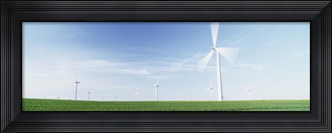 Framed Wind turbines in a field, Easington, Holderness, East Yorkshire, England Print