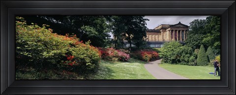 Framed Man standing in a formal garden near an art museum, National Gallery of Scotland, Edinburgh, Scotland Print