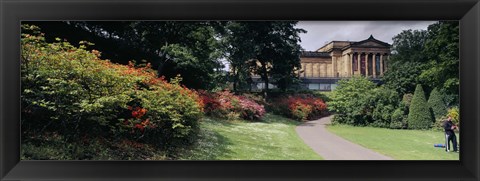 Framed Man standing in a formal garden near an art museum, National Gallery of Scotland, Edinburgh, Scotland Print