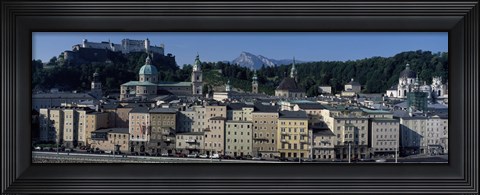 Framed Buildings in a city with a fortress in the background, Hohensalzburg Fortress, Salzburg, Austria Print