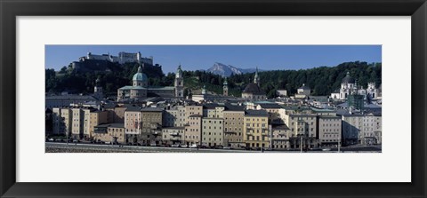 Framed Buildings in a city with a fortress in the background, Hohensalzburg Fortress, Salzburg, Austria Print