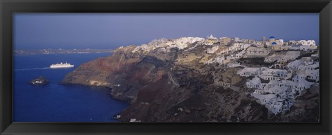 Framed Aerial view of a town, Santorini, Greece Print