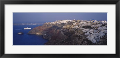 Framed Aerial view of a town, Santorini, Greece Print
