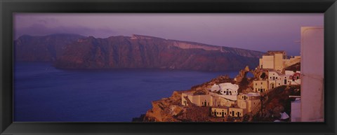 Framed High angle view of a town, Santorini, Greece (dusk) Print