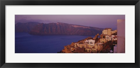 Framed High angle view of a town, Santorini, Greece (dusk) Print