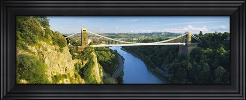 Framed Bridge across a river, Clifton Suspension Bridge, Avon Gorge, Bristol, England Print