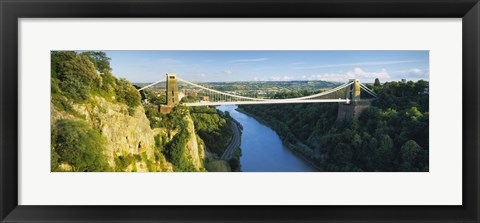 Framed Bridge across a river, Clifton Suspension Bridge, Avon Gorge, Bristol, England Print