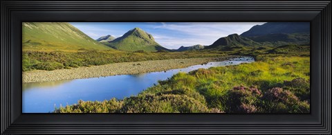 Framed River flowing on a landscape, River Sligachan, Glen Sligachan, Isle of Skye, Scotland Print