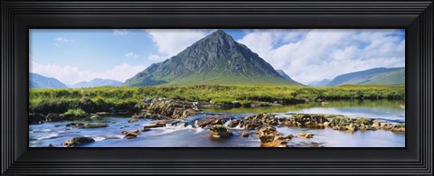 Framed River with a mountain in the background, Buachaille Etive Mor, Loch Etive, Rannoch Moor, Highlands Region, Scotland Print