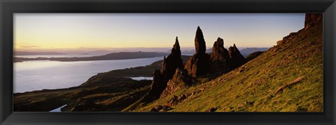 Framed Rock formations on the coast, Old Man of Storr, Trotternish, Isle of Skye, Scotland Print