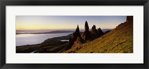 Framed Rock formations on the coast, Old Man of Storr, Trotternish, Isle of Skye, Scotland Print