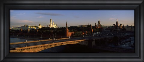 Framed Bridge across a river, Kremlin, Moskva River, Moscow, Russia Print