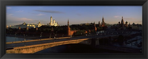 Framed Bridge across a river, Kremlin, Moskva River, Moscow, Russia Print