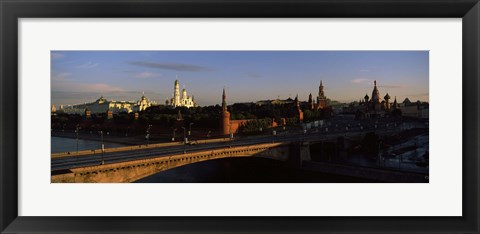 Framed Bridge across a river, Kremlin, Moskva River, Moscow, Russia Print