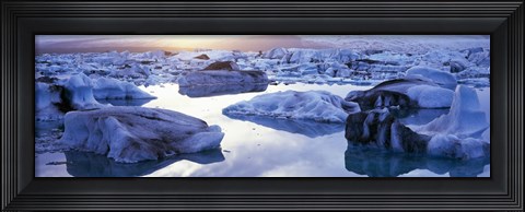 Framed Icebergs on Jokulsarlon lagoon, Vatnajokull Glacier, Iceland. Print