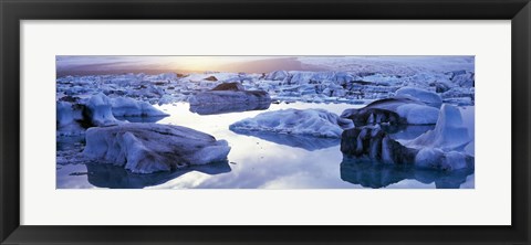 Framed Icebergs on Jokulsarlon lagoon, Vatnajokull Glacier, Iceland. Print