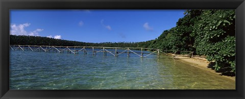 Framed Dock in the sea, Vava&#39;u, Tonga, South Pacific Print