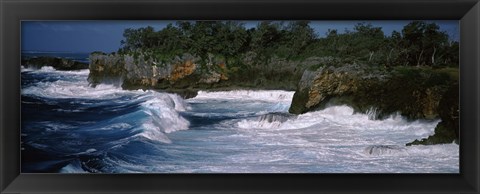 Framed Waves breaking on the coast, Vava&#39;u, Tonga, South Pacific Print