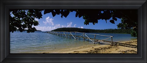 Framed Wooden dock over the sea, Vava&#39;u, Tonga, South Pacific Print