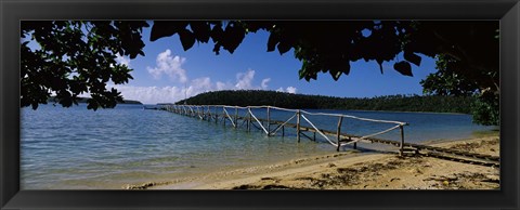 Framed Wooden dock over the sea, Vava&#39;u, Tonga, South Pacific Print